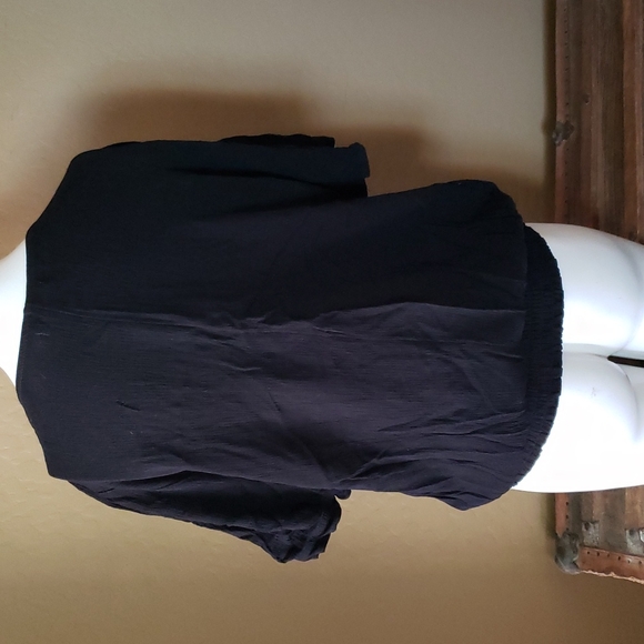 NWT Maurice's Black Gauze Square Neck Elastic Waist Blouse (0648) 💥 - Picture 4 of 6